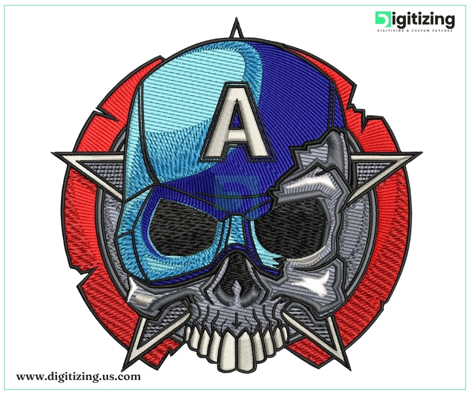 Captain Skull Embroidery Digitizing