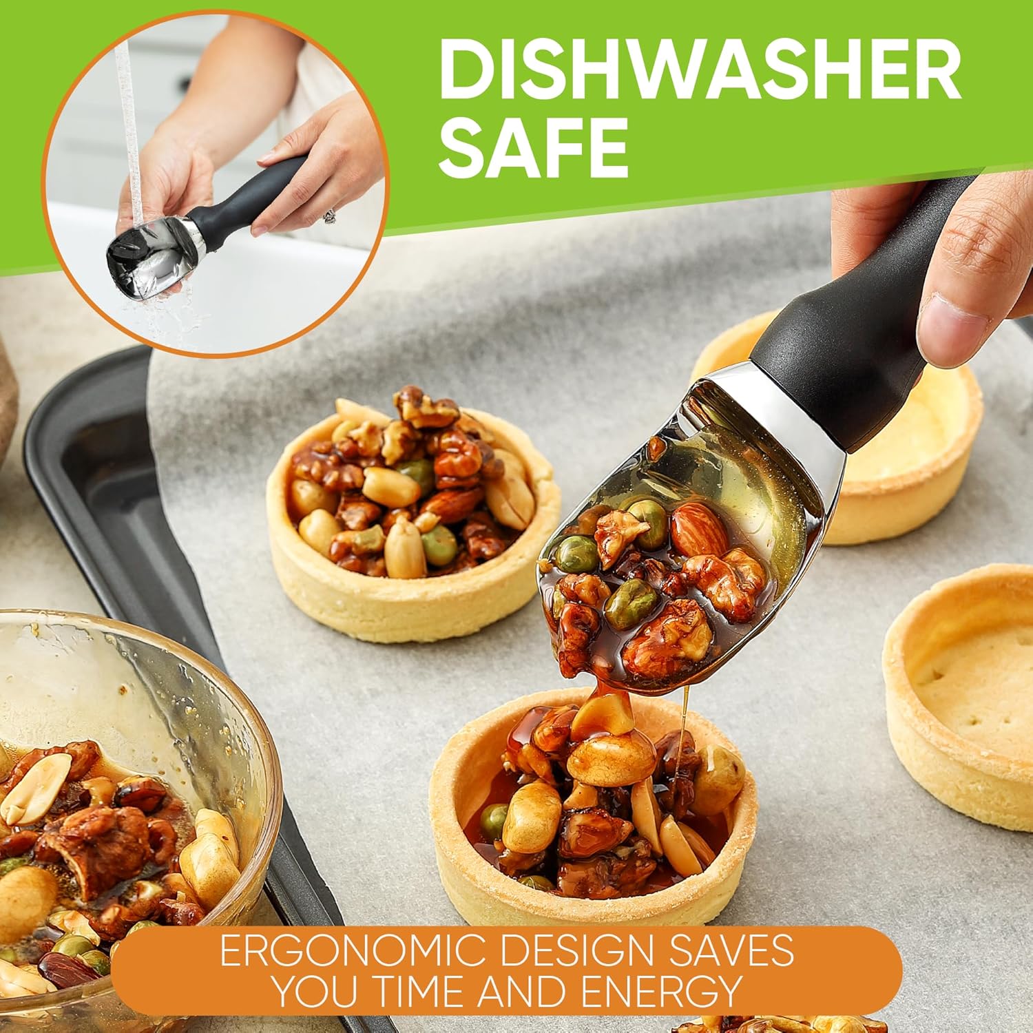 Spring Chef Heavy Duty Ice Cream Scoop with Comfortable Handle - Professional Ice Cream Scooper for Gelato, Sorbet, Cookie Dough, Melon, Frozen Yogurt - Dishwasher Safe Metal Kitchen Tool
#am_amazon_associate
Price: $9.98
Price may change at any time and may only be accurate at time of post
#ad Get more information here -->  https://amzn.to/4lU9xav
THE LAST ICE CREAM SCOOP YOU'LL NEED - Genuine heavy duty tool that is strong and sturdy with no mechanical gimmicks or moving parts that can break. Plus it's Dishwasher Safe. Great for other creative kitchen uses as well including using it to scoop out seeds from melons or filling peppers with stuffing. Works amazingly well for gelato and custard too.
CREATE PERFECT SPHERES OF ICE CREAM - cuts through smoothly and effortlessly so that ice cream curls onto itself, making beautiful and well-proportioned scoops for cones, brownies, sundaes, pies and more.

