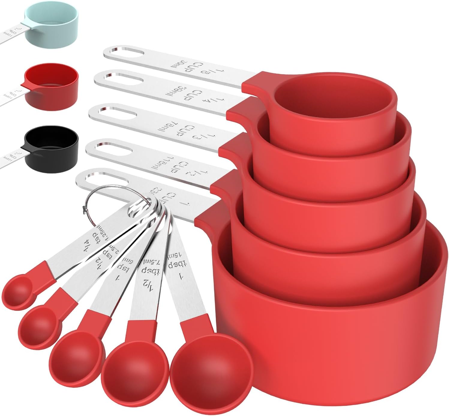 TILUCK Measuring Cups & Spoons Set, Stackable Cups and Spoons, Nesting Measure Cups with Stainless Steel Handle, Kitchen Gadgets for Cooking & Baking
#am_amazon_associate
Price:   $8.49
Price may change at any time and may only be accurate at time of post
#ad Get more information here -->  https://amzn.to/4tsvXCr
[Multiple Sizes]: Including 5 Measuring cups (1/8, 1/4, 1/3 , 1/2 , 1 cup), 5 Measuring spoons (1/4, 1/2 , 1 tsp, 1/2, 1 tbsp). Meet All Your Needs On Cooking And Baking
[Premium Material]: Made of Food-Grade Stainless Steel and Food Safe Plastic, 100% rust-resistant, no toxic elements, which is safe to use for both dry and wet ingredients
[Easy Cleaning]: It can be washed away with a simple rinse，which is safe to use for both dry and wet ingredients

