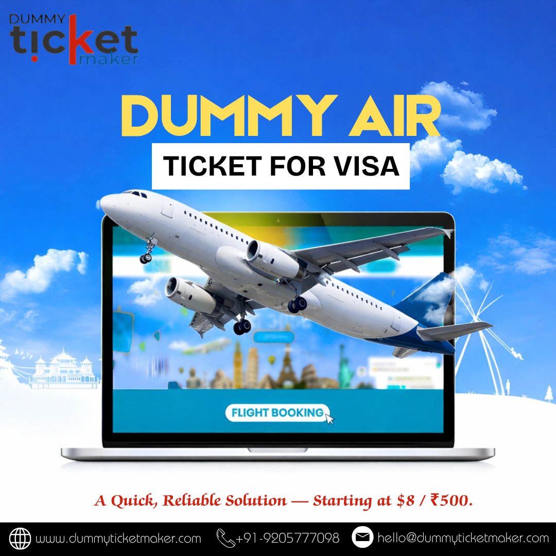 Planning your international trip but stuck with visa requirements? 🌍✈️
Get your 𝐃𝐮𝐦𝐦𝐲 𝐀𝐢𝐫 𝐓𝐢𝐜𝐤𝐞𝐭 𝐟𝐨𝐫 𝐕𝐢𝐬𝐚 in minutes – fast, reliable, and embassy-friendly!

✔️ Instant Flight Reservation
✔️ Verified & Acceptable for Visa Applications
✔️ Affordable Pricing
✔️ 24/7 Support

Avoid unnecessary expenses on real tickets before visa approval. Book your dummy ticket today and travel stress-free! 💼✨

📩 DM now or visit our website to get your reservation instantly.

[dummy ticket maker, dummy flight ticket, dummy air ticket for visa, flight reservation for visa, provisional flight booking, temporary flight reservation, onward ticket for visa]