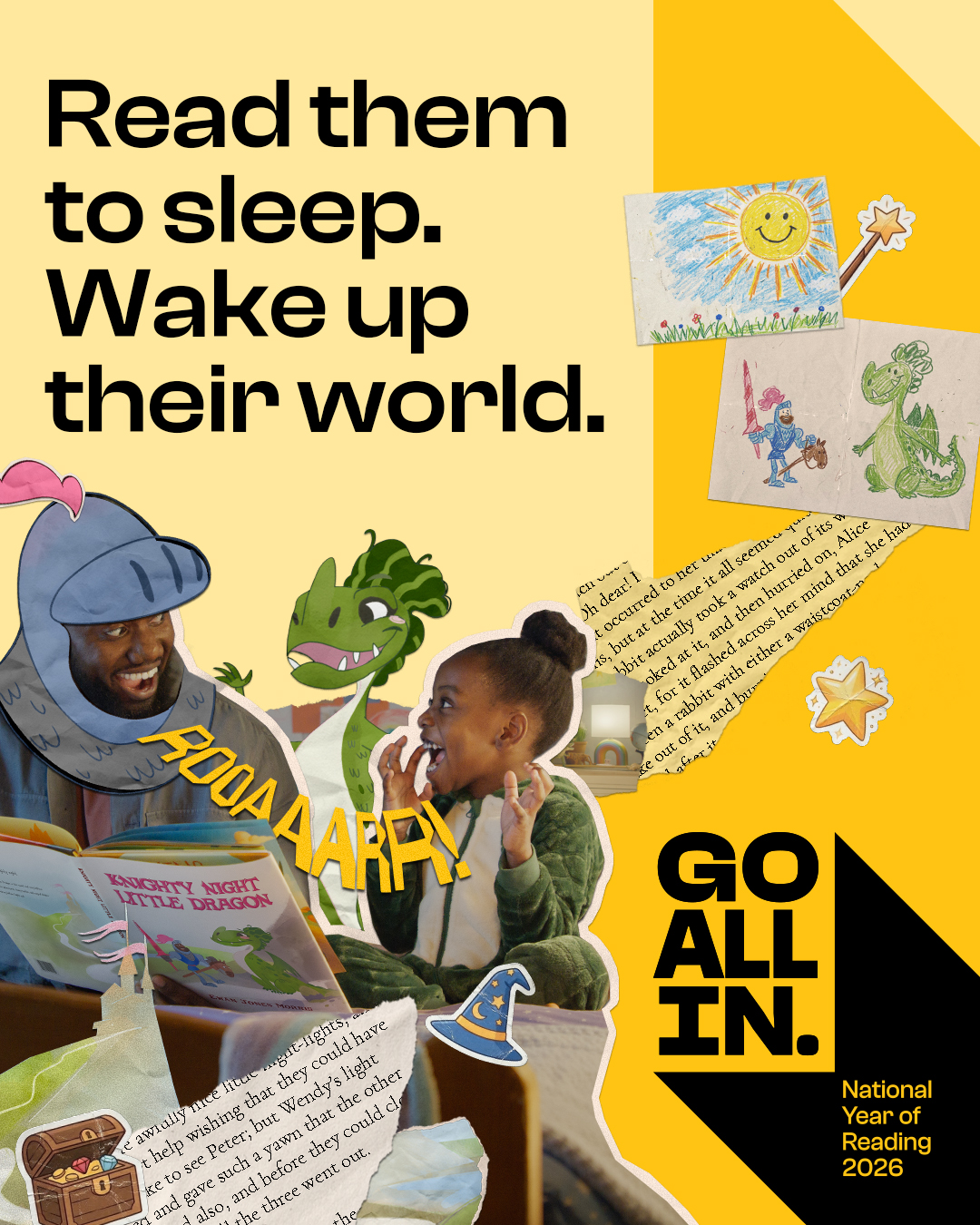 A motivational message for parents of small children:
Read them to sleep.
Wake up their world.