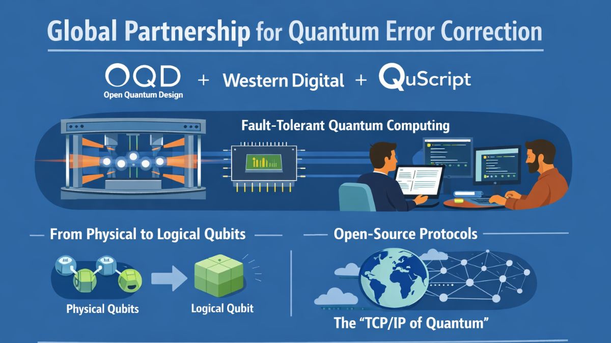 A new worldwide partnership has been established to address quantum error correction (QEC), the single biggest obstacle to the technology’s commercial viability, in a move that might mark a paradigm leap for the quantum computing sector. The non-profit Open Quantum Design (OQD), data storage behemoth Western Digital (WD), and quantum development company QuScript have joined forces to form the Error Correction working group.
By developing a fault-tolerant system that can fix its own internal flaws, the alliance hopes to take quantum computers from carefully controlled laboratory settings onto the symbolic “desktops” of corporate executives. By adopting an open-source model, the group hopes to democratize access to the “full stack” of quantum hardware and software, potentially establishing the open standard protocols for the next generation of computing.