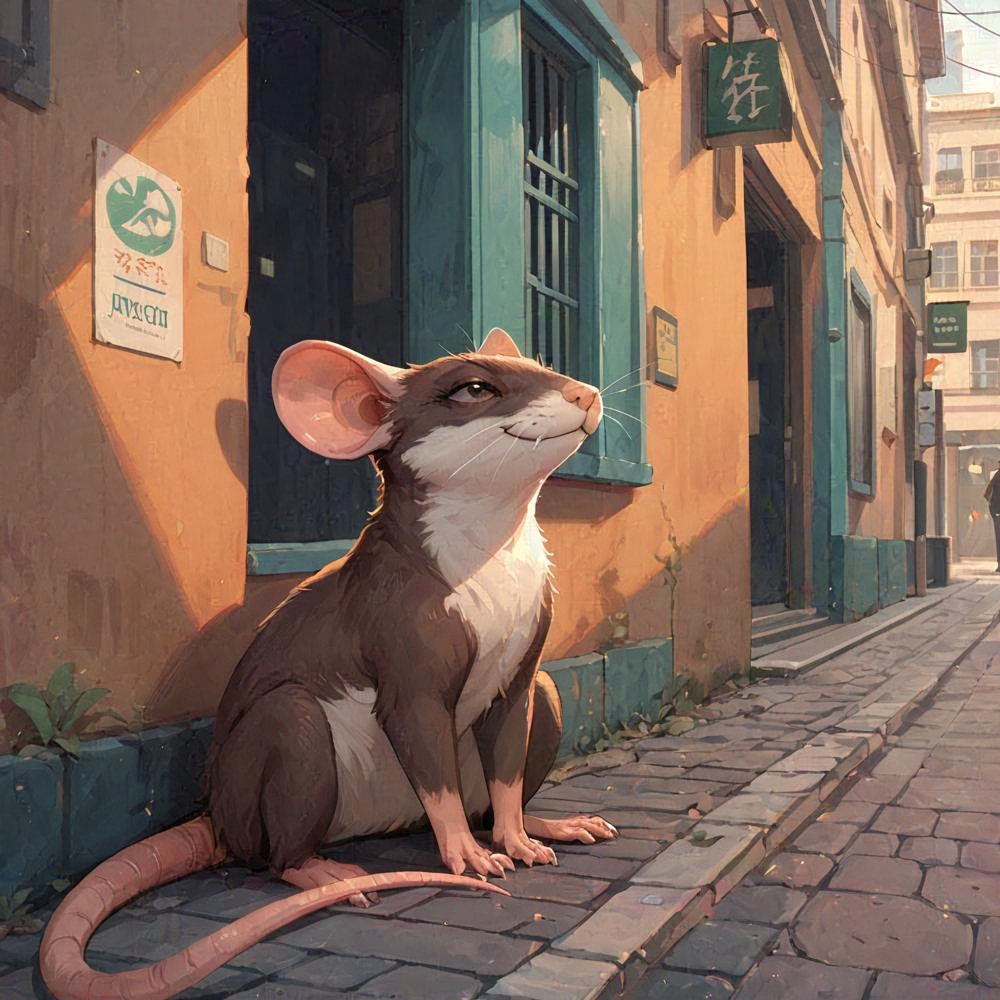 nature rat smug ears sitting street

