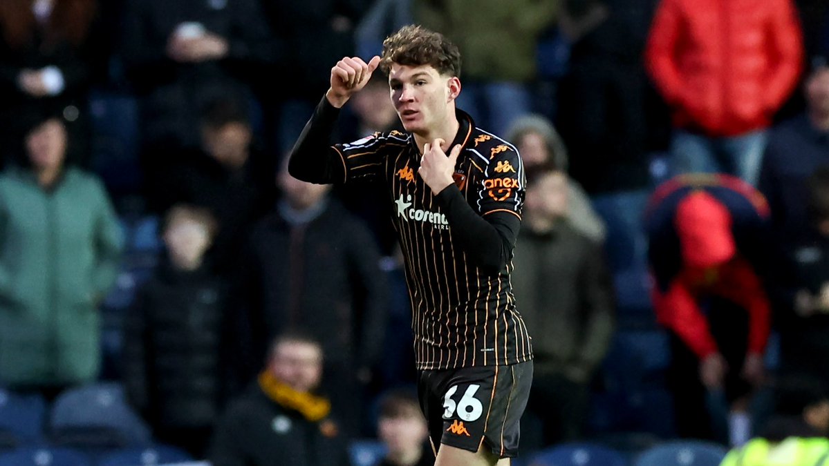 Lewis Koumas gives the thumbs up after scoring for Hull City against Blackburn Rovers at Ewood Park.