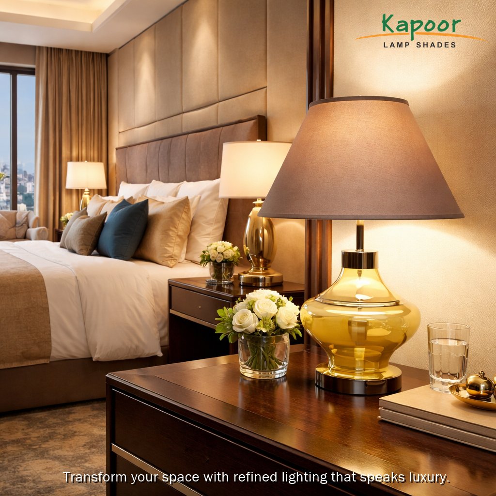 JEMMA Smoke and Nickel Finish Table Lamp With Cotton Shade from the house of Kapoor Lamp Shades