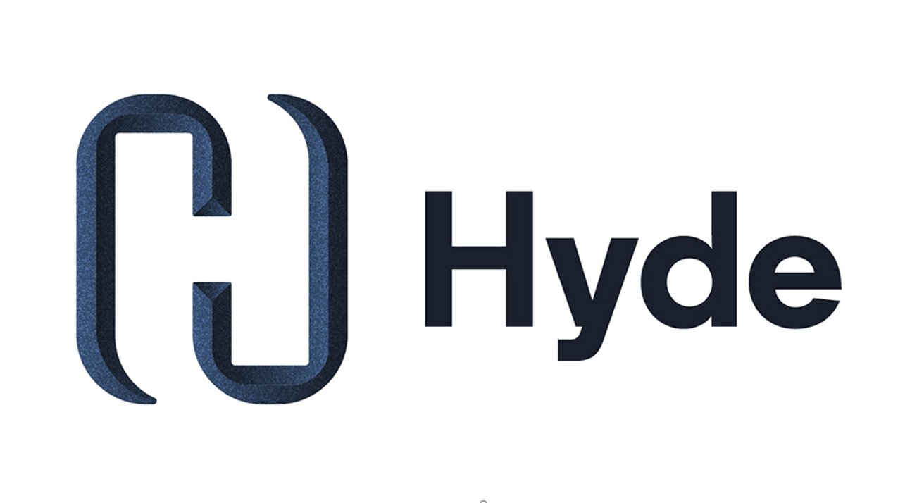 Stylized interlocking H letters forming a sleek logo next to the word Hyde in bold black font on a white background.