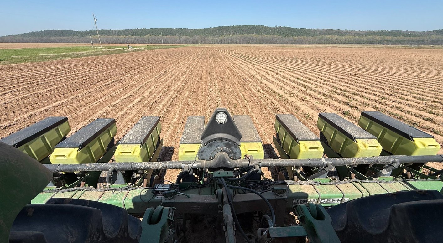 Planter getting corn in the ground in Faulkner County.