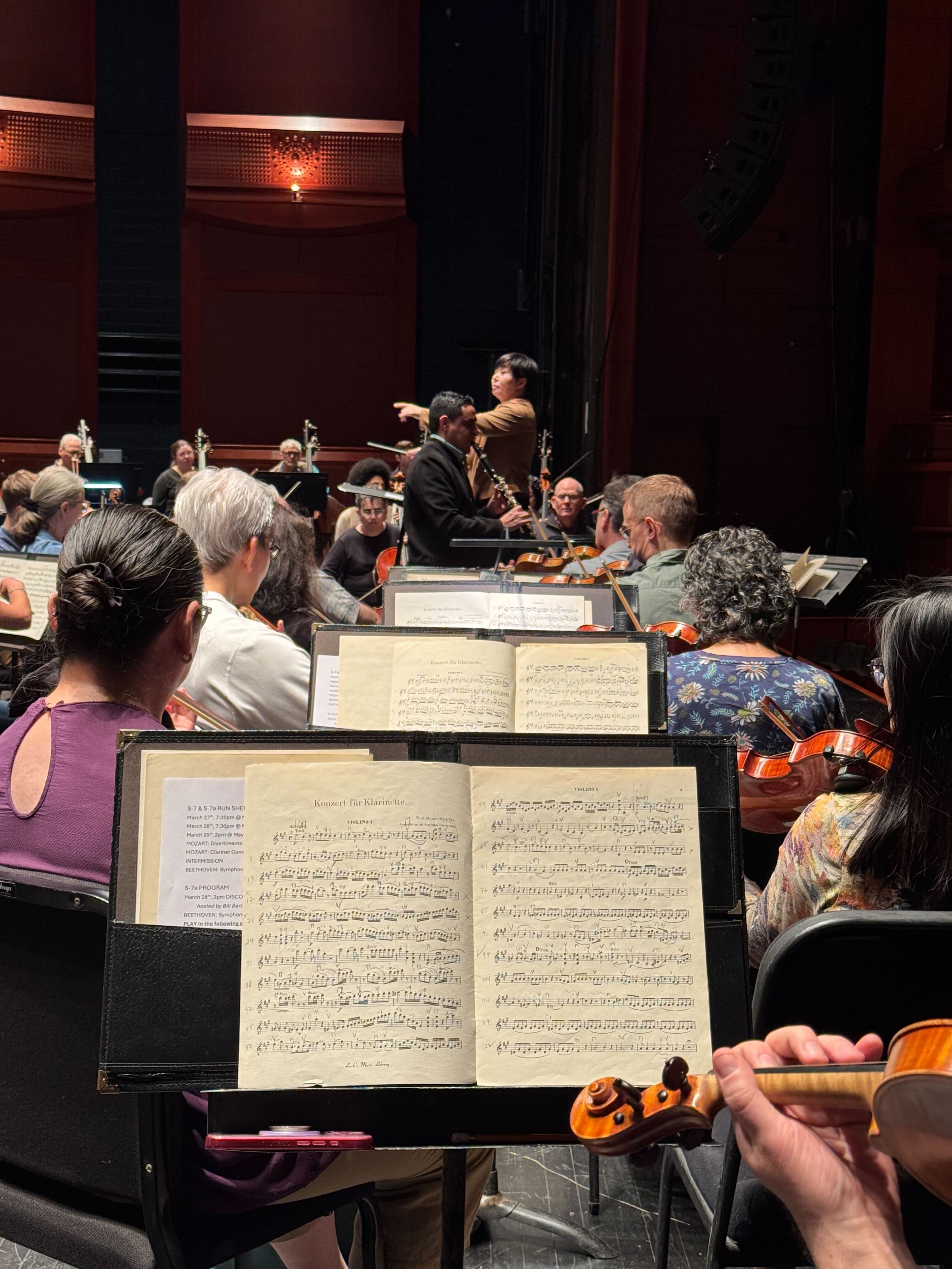 Music Director Xian Zhang conducting New Jersey Symphony musicians during rehearsal.