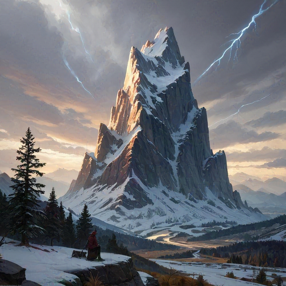 background_art mountains snowcapped peak storm national_park