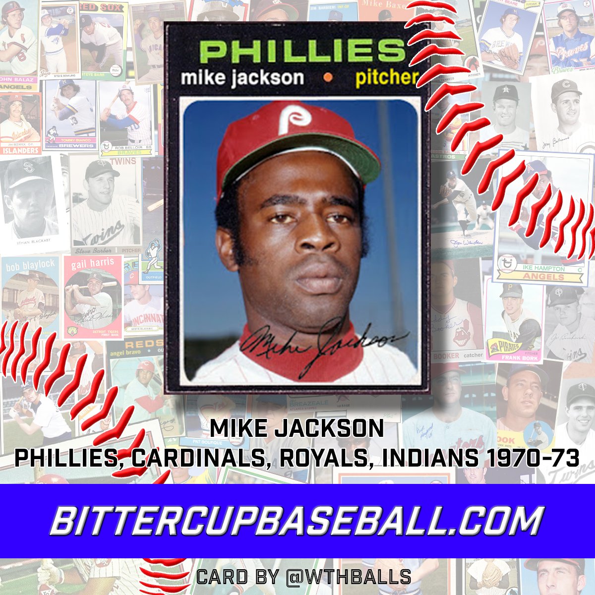 Happy 80th Birthday to Mike Jackson!  Born March 27, 1946, the lefty pitcher debuted with the Phillies in 1970 (1.42 ERA in 5 games), then bounced to the Cardinals, Royals & Indians through 1973. He also threw a no-hitter at AAA in 1970.