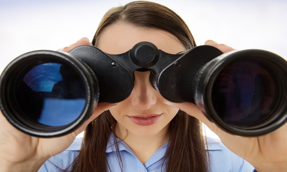 Lady using binoculars