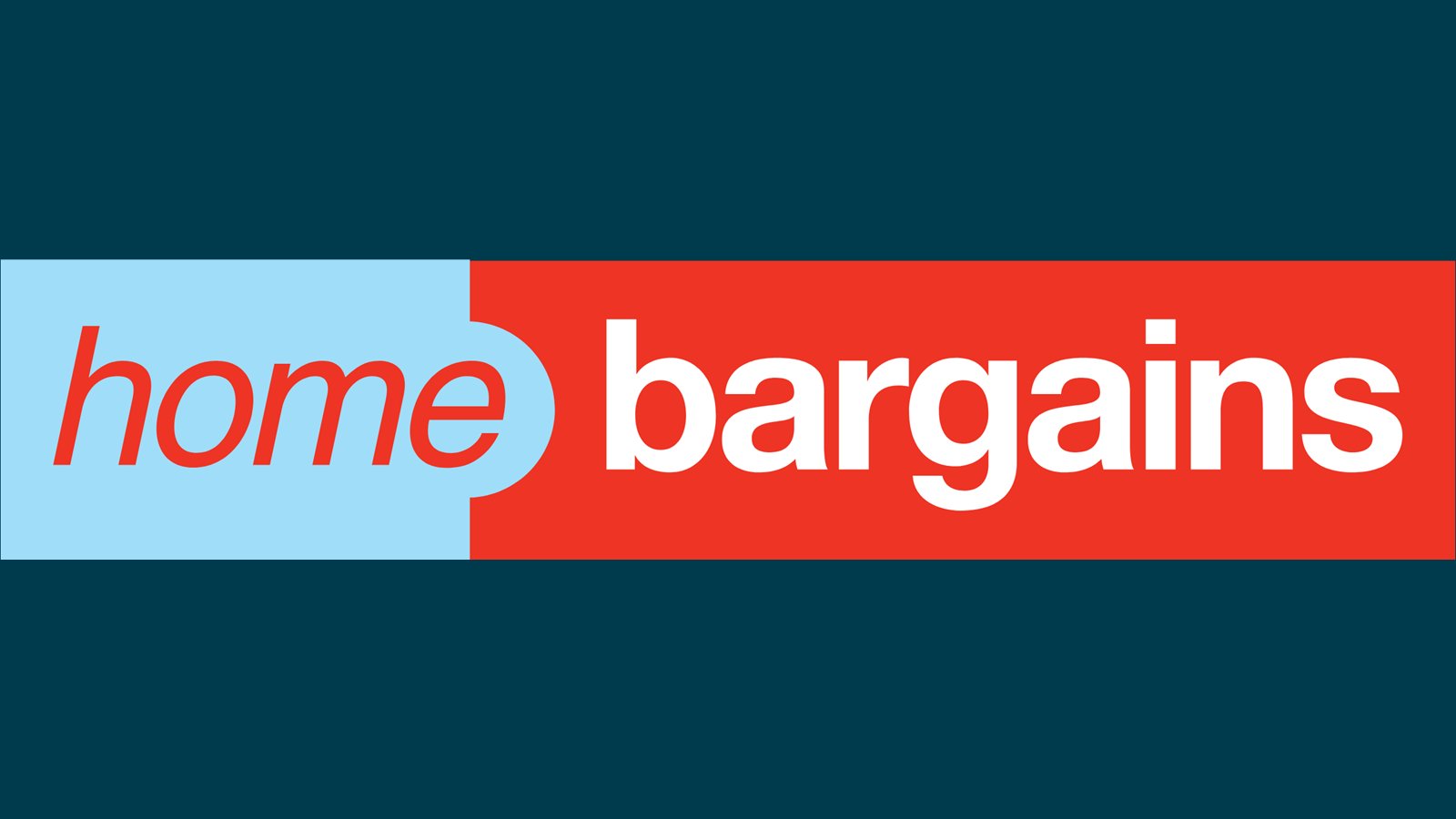 Home Bargains logo with 'home' in italic red on light blue and 'bargains' in bold white on red background.