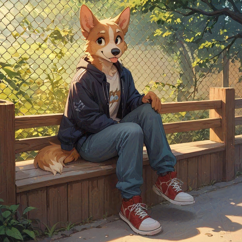 wild dog cute tongue sitting fence
