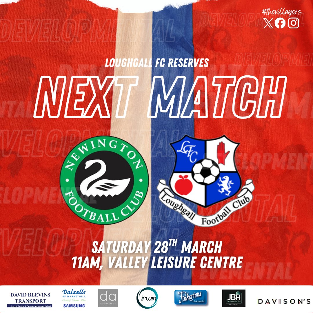 Loughgall FC Reserves are in action tomorrow! 💪⚽

📅 Saturday 28th March
🆚 Newington U21 
⏰ 11AM
📍 Valley Leisure Centre

#LoughgallFC #Reserves #NIFLDevelopmentLeague