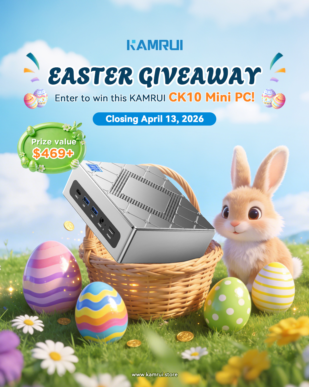 🔥#EasterGiveaway ALERT🐰🎉
Win a KAMRUI CK10 #MiniPC (Intel i5-12600H) $469+ 🖥
https://kamrui.store/products/kamrui-ck10-12600h-mini-pc

• Like & follow @KAMRUI_PC_Store
• Comment: What would you create, watch, or play first?
• Tag friends👥

📢Winner Announcement: April 15
🇺 US only

Good luck🍀#Giveaway