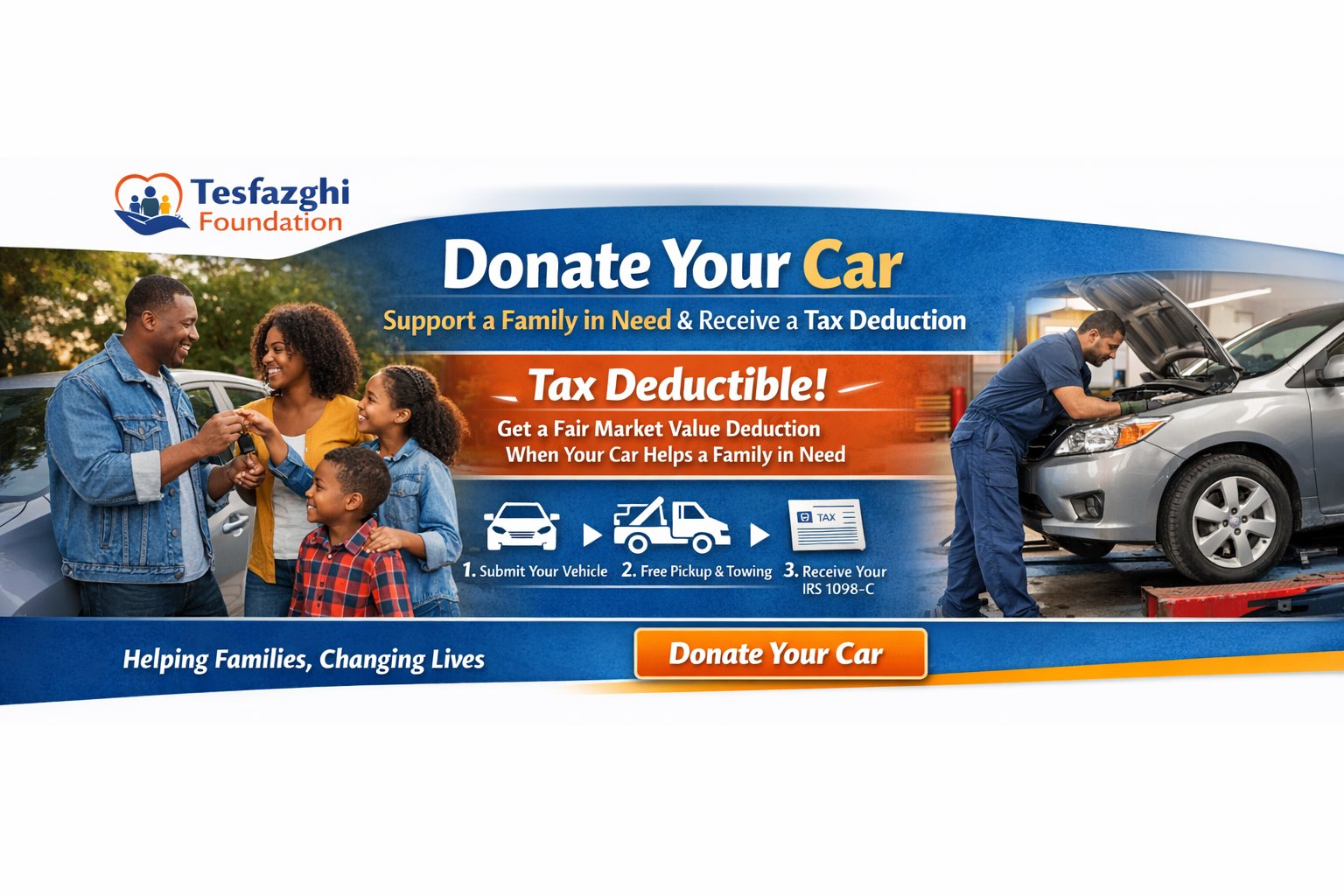 Donate your car to non-profit and get tax deductible to support family Tesfazghi Foundation Tesfazghi.org