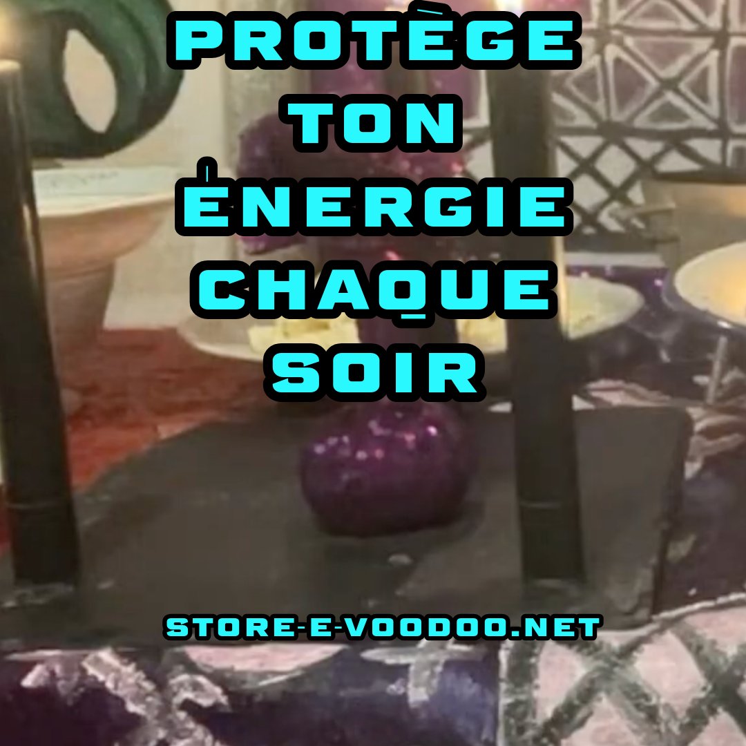 autel vaudou avec texte « Protège ton énergie chaque soir »
