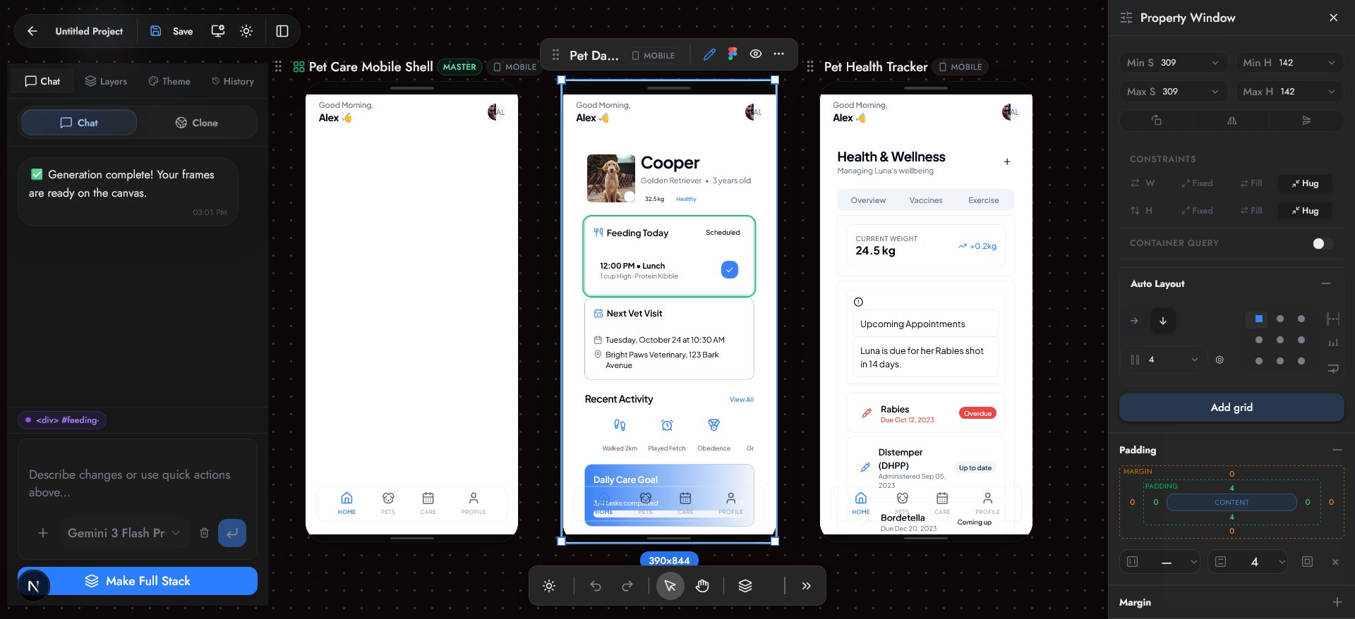 WispLayout A visual builder where every section stays mapped to real code.