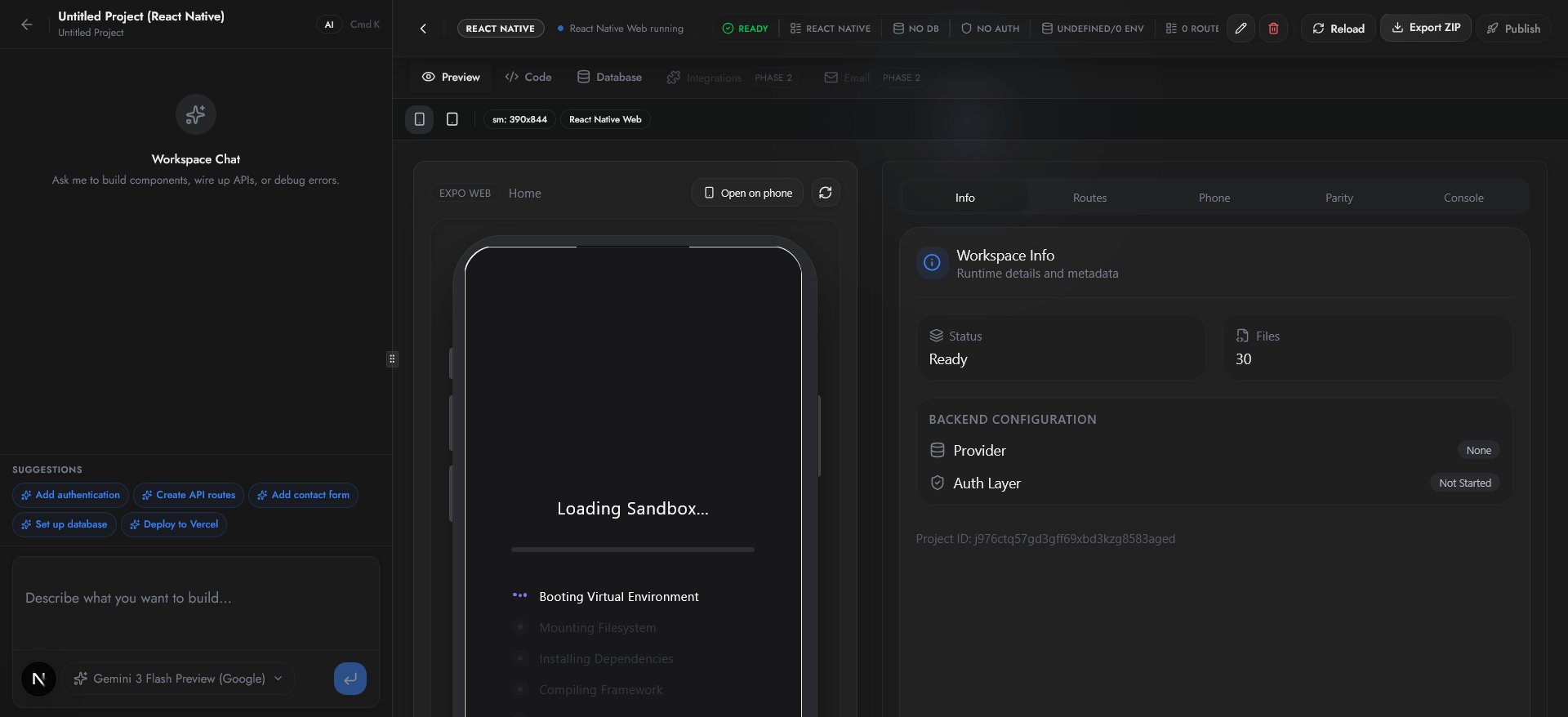 WispLayout One click from canvas to a live React Native workspace.