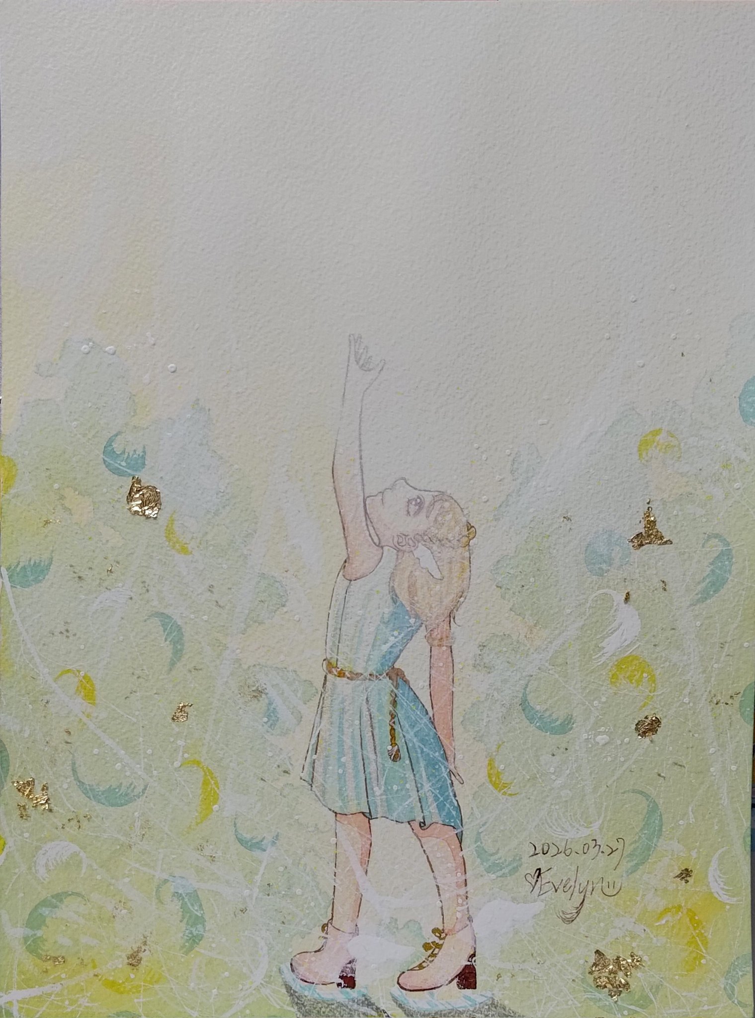 「向著光，即使沒有人看見」
Even if unseen, I still reach for the light.

不是所有的夢想，
一開始都會被理解。

不是每一份熱愛，
都能被看見、被支持、被鼓勵。

我也曾經懷疑過，
這樣的堅持，到底有沒有意義。

但當我站上那片屬於我的世界——
我才終於明白。

這不只是喜歡，
而是我活著的方式。

就算沒有人看好，
就算走得很慢，甚至一直跌倒——
但我還是會再次爬起來，
並伸出手向著光，
朝著我所相信的方向，
向前邁進。

因為這份熱愛，
不是為了被肯定而存在，
而是——
我生命的意義與價值。

#手繪 #水彩 #相信自己 #生命的意義
#為夢想而活 #即使一個人也要走下去
#イラスト