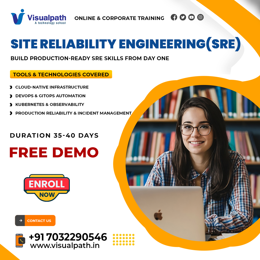 🚀 Visualpath provides online & Corporate SRE training, helping you master the skills that top companies are searching for. 💼✨
🚀 What You’ll Learn
🔎 Monitoring & Alerting Systems
 ☁️ Cloud Infrastructure Reliability
 🔥 Incident Management & Root Cause Analysis
 📊 SLIs, SLOs & SLAs — Practical Understanding
 ⚙️ Automation & Reliability Best Practices
 🔄 DevOps + SRE Real-Time Use Cases
👨‍💻 Who Should Learn?
✅ DevOps Engineers
✅ System / Linux Administrators
✅ Cloud Engineers (AWS | Azure | GCP)
✅ CI/CD & Automation Professionals
✅ Freshers aiming for SRE & DevOps roles
✅ IT Professionals looking for career growth 📈
💥 FREE DEMO Available – Limited Seats!
📞 For more info: +91 7032290546
🌐 Visit: https://www.visualpath.in/online-site-reliability-engineering-training.html
✨ Don’t just learn—TRANSFORM your future with SRE! 🚀💙


#DevOps #SRE #SiteReliabilityEngineering #DevOpsEngineer #CloudComputing #AWS #Kubernetes #Docker #CICD #Automation #CloudNative #Linux #TechSkills #Onl