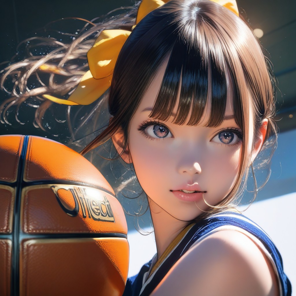 よく日焼けしたバスケ少女