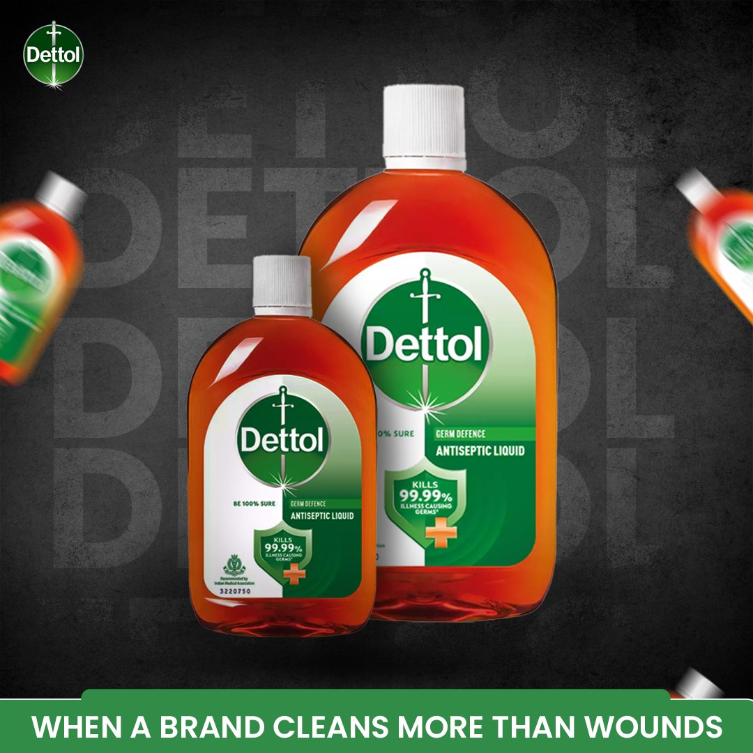 A simple visual showing “Dettol” being used instead of “antiseptic,” highlighting how the brand name has become the default term people use for the product.