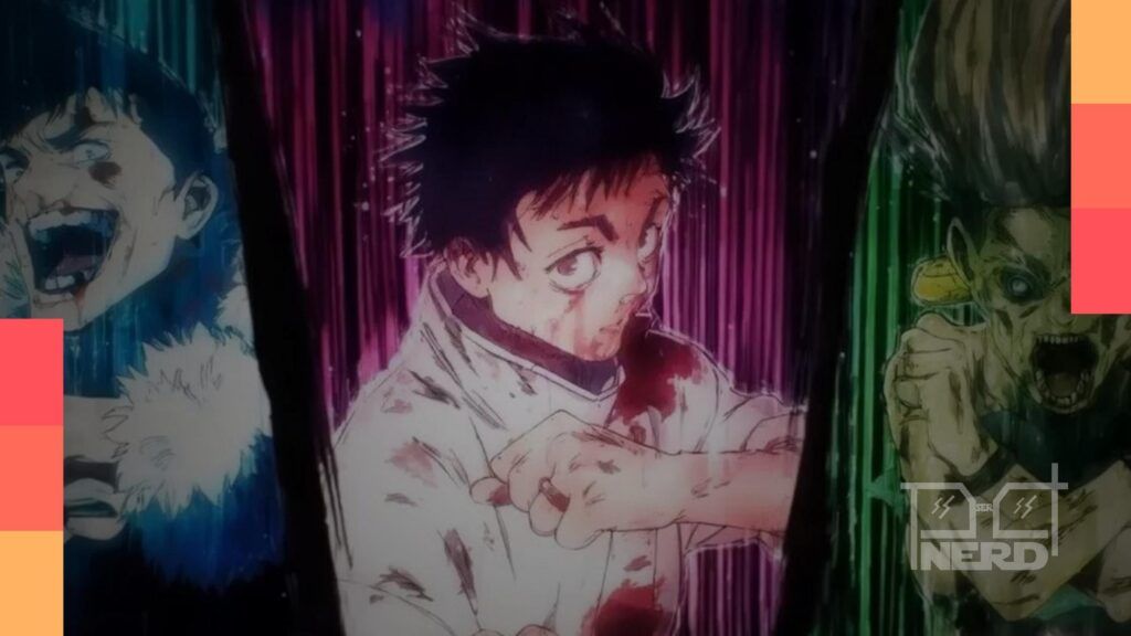 Personagem Yuta Okkotsu em combate no season finale de Jujutsu Kaisen, com atmosfera de luta amaldiçoada