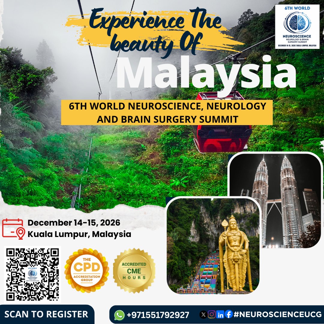 Experience the Beauty of Malaysia with Advanced Neuroscience

The 6th World Neuroscience, Neurology & Brain Surgery Summit is scheduled for December 14–15, 2026, in Kuala Lumpur, Malaysia.

This prestigious international conference provides an exceptional platform to engage with global experts, exchange scientific knowledge, and foster meaningful collaborations. Participants will also have the opportunity to experience Malaysia’s iconic attractions, including the Petronas Twin Towers, Batu Caves, and the breathtaking islands of Langkawi.

Early Bird Registration Deadline: March 31, 2026
Discount Available

Register here: https://neuroscience.utilitarianconferences.com/registration

WhatsApp: https://wa.me/+971551792927

#Neuroscience #MalaysiaConference #NeuroscienceSummit #BrainSurgery #NeurologyConference #NeuroResearch #ClinicalNeuroscience #ExploreMalaysia #KualaLumpur #MalaysiaEvents #GlobalNeuroscience #MedicalConference #NeuroInnovation #HealthcareConference #Neuroscience2026