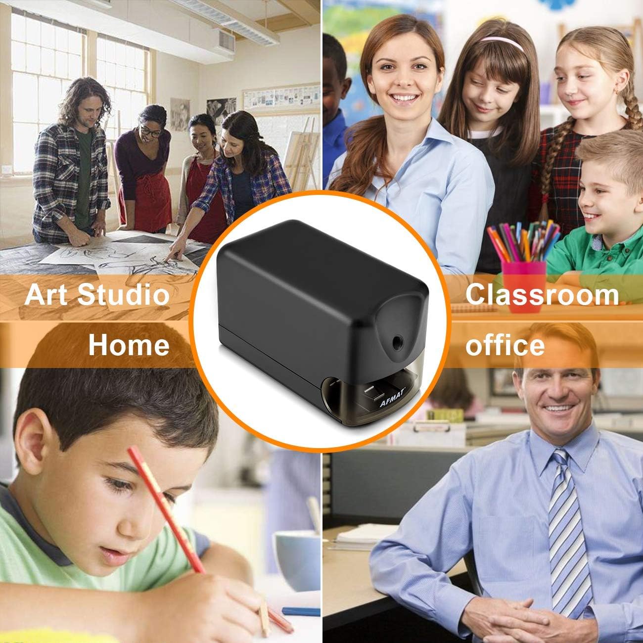 AFMAT Electric Pencil Sharpener, Heavy Duty Pencil Sharpener for Classroom, 6.5-8mm No.2/Colored Pencils, UL Listed, 10,000+ Sharpenings, Electric Pencil Sharpeners for Home, Office, PS13
#am_amazon_associate
Price:   $25.08
Price may change at any time and may only be accurate at time of post
#ad Get more information  here -->  https://amzn.to/4uOhq5v
•	Sharpen 10000 Times Without Wearing out: This heavy duty electric pencil sharpener is a must for teachers or anyone who has a heavy use on pencil sharpeners. With upgraded stronger motor, this electric pencil sharpener can sharpen over 10000 times in only 3-5 seconds with ease. You will get a sharp and beautiful pencil point each time. Please don't push the pencil too hard when sharpening, or it will make "hum" noise and not sharpen pencils.
•	UL Listed Electric Pencil Sharpener: Our classroom pencil sharpener is UL listed(Model No:S230) and has no issues after sharpening 100 pencils at a time. 

