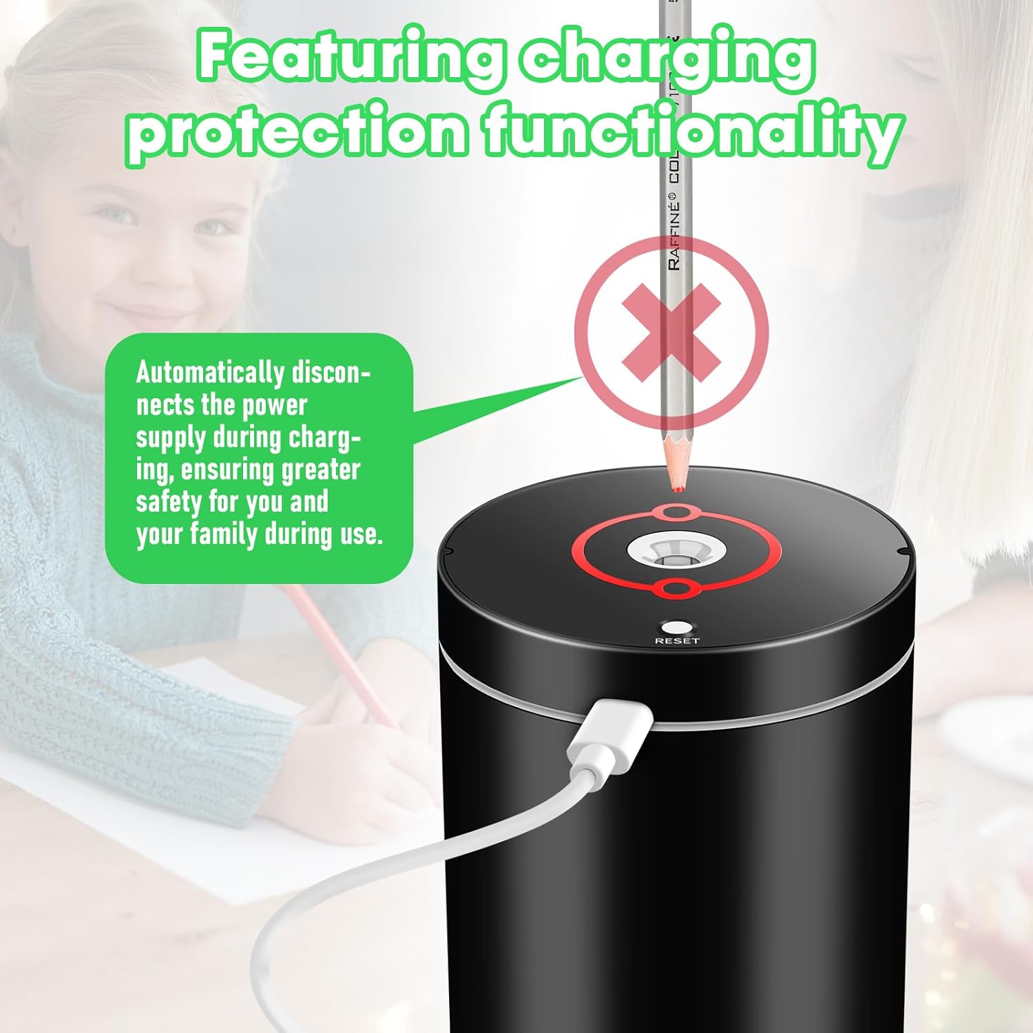 .     Fully Automatic Electric Pencil Sharpener,Rechargeable Smart Pencil Sharpener.Suitable for No. 2/Colored Pencils (6-8 mm),Applicable to School/Classroom/Office/Home
#am_amazon_associate
Price:    $19.98 
Price may change at any time and may only be accurate at time of post
#ad Get more information here -->  https://amzn.to/4tdHm92
About this item
•	VERSATILE DESIGN: Classic fully automatic pencil sharpener, suitable for standard wooden pencils, equipped with precision steel blades, and capable of sharpening pencils neatly and evenly.
•	DURABLE CONSTRUCTION: Made with heavy-duty metal components for long-lasting performance and reliable daily use
•	Charging protection function: Automatically cuts off power during charging for enhanced safety

