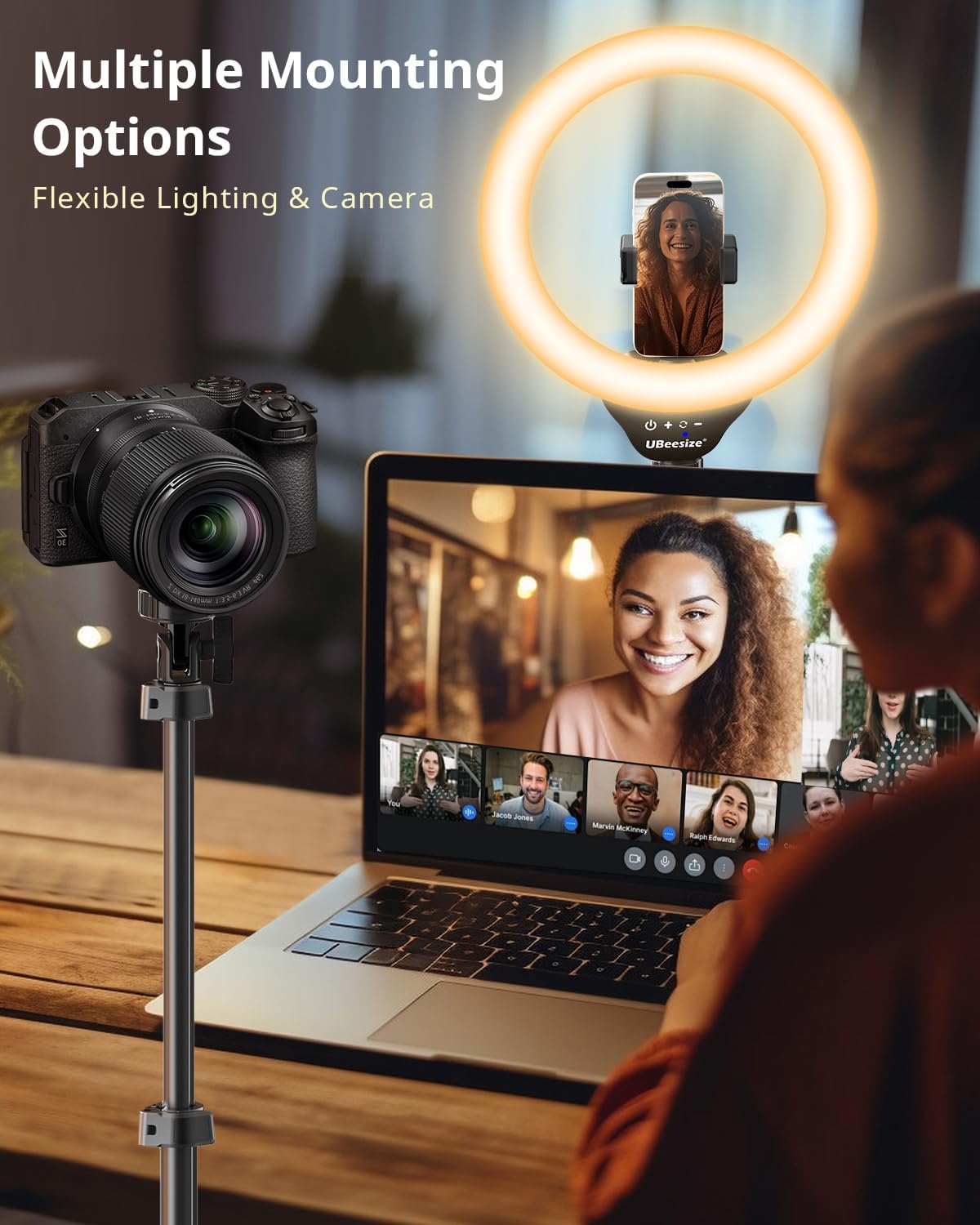 UBeesize 12'' LED Ring Light with 62'' Tripod Stand, Selfie Ring Light for Video Recording, Live Streaming, TikTok & YouTube, Compatible with iPhone & Android 
#am_amazon_associate
Price:    $29.06 
Price may change at any time and may only be accurate at time of post
#ad Get more info here -->    https://amzn.to/3Pz8sZB
•	【12” Powerful LED Ring Light with 240 LEDs】This upgraded 12-inch ring light features 240 high-efficiency LEDs delivering 10W of bright, stable lighting—about 25% more powerful than standard 10-inch models. Provides soft, even illumination that’s perfect for video calls, live streaming, makeup, photography, and content creation.
•	【Adjustable Brightness & 5 Color Temperature Modes】Customize your lighting with 10 brightness levels (10%–100%) and 5 color temperatures from 3000K to 6000K (warm to cool). Easily create the ideal lighting for different environments while reducing shadows and enhancing facial clarity.
