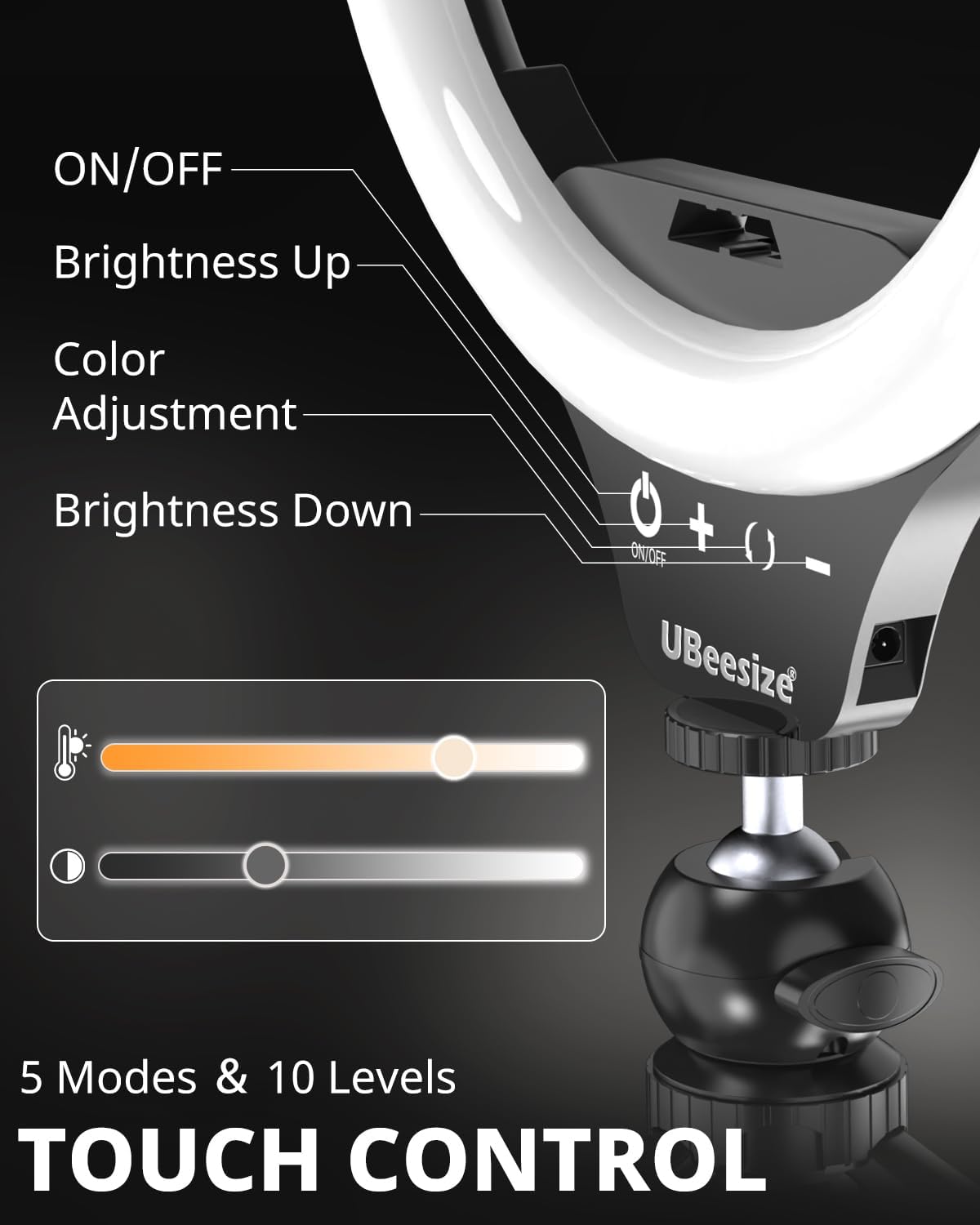 UBeesize 12" Desk Ring Light with Stand & Phone Holder - Adjustable Studio Light for Photography，Zoom Meetings, YouTube, TikTok, Live Streaming
#am_amazon_associate
Price:  $21.16 
Price may change at any time and may only be accurate at time of post
#ad Get more information here -->  https://amzn.to/41vzKmc
•	【Dimmable Ring Light with Touch Controls】The 10-inch ring light features 3 lighting colors: Warm White, Cool White and Daylight, each with 10 levels of Brightness to choose from, 30 lighting options in total. It is designed with a touch panel for easy setting control: turning on/off, lighting effect adjustment, intuitive and fun to use for daily shootings.
•	【Durable Tabletop Tripod】 The kit includes a sturdy tripod that is compact enough to fit in a pocket when contracted. Apart from serving as a ring light stand, it can also be used desperately as a camera stand for all sorts of cell phones, digital cameras, projectors and webcams.
