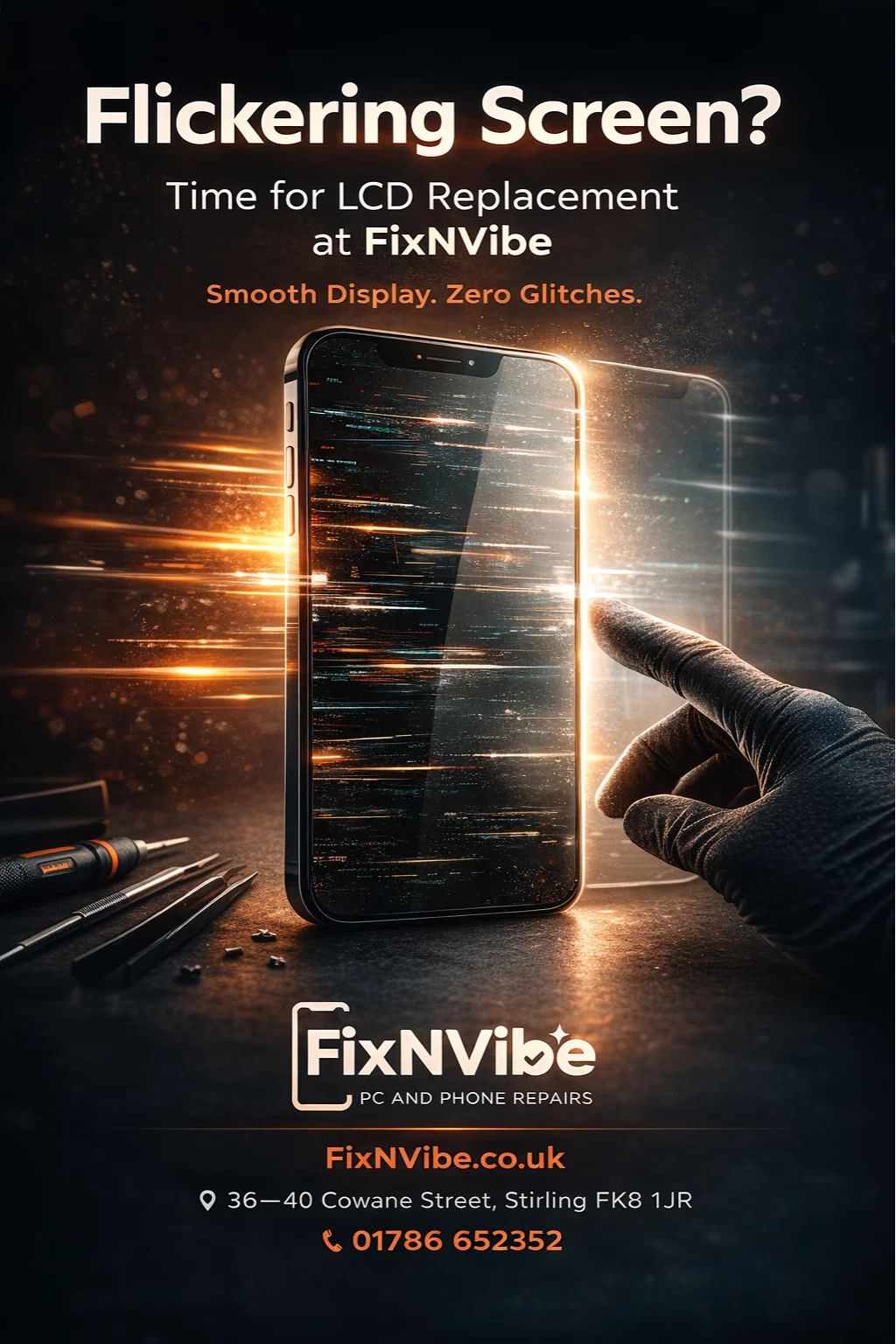 If your phone screen is flickering, glitching, or showing strange lines, it’s a clear sign you need LCD replacement. FixNVibe offers expert phone repair services designed to fix display issues quickly and effectively. Our technicians diagnose the problem and replace damaged LCDs with precision, ensuring smooth performance and clear visuals. Don’t ignore screen problems that can worsen over time—trust FixNVibe to restore your device with fast, reliable, and affordable repair solutions.