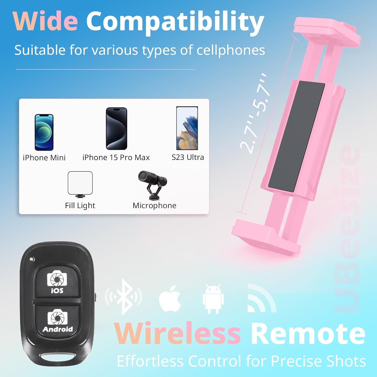 UBeesize 88’’ Flexible Phone Tripod with 14.95’’ Gooseneck, Remote and Phone Holder, Overhead Cell Phone Stand＆Selfie Stick for Video Recording, Compatible with iPhone Android Phone, Camera
#am_amazon_associate
Price:   $23.29
Price may change at any time and may only be accurate at time of post
#ad Get more information here -->  https://amzn.to/4stQS7O
•	【Highly Flexible Gooseneck Stand - 14.95 Inches】Designed with exceptional flexibility unlike any other tripod, this phone stand features a remarkably flexible gooseneck measuring 14.95 inches. Effortlessly bend it in any direction to effortlessly capture long-distance shots or achieve extremely low-angle perspectives. It is perfectly suited for a variety of scenarios, including photography, live streaming, capturing family moments, travel photography, and video recording
•	【Versatile Shooting Angles】Switch seamlessly between landscape, portrait, tilt-down, and tilt-up orientations. Enjoy the convenience of adjusting your phone to the 