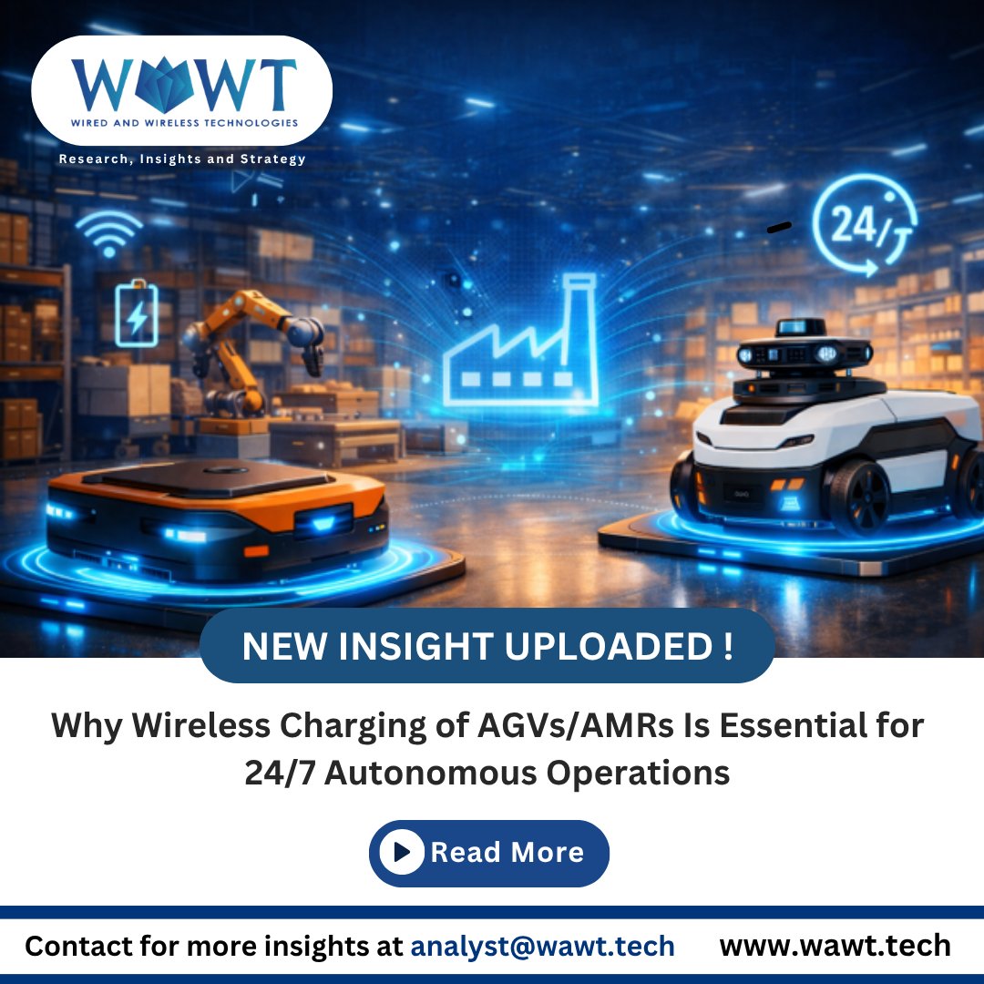 Power that never pauses ⚡
In the era of Industry 4.0, true autonomy means zero downtime. Wireless charging is transforming AMR and AGV operations by enabling continuous, contactless power delivery no plugs, no interruptions, no bottlenecks.
From smart factories to automated warehouses, wireless power infrastructure supports 24/7 autonomous operations, scalable fleet management, predictive maintenance, and optimized energy efficiency. When robots can charge while they work, productivity becomes uninterrupted and ROI follows.
Discover why wireless charging is no longer optional, but essential for modern industrial automation and smart logistics ecosystems.
Read our latest insight: https://wawt.tech/2026/02/23/why-wireless-charging-of-agvs-amrs-is-essential-for-24-7-autonomous-operations/
#WirelessCharging #IndustrialAutomation #AMR #AGV #WirelessPower
#WAWT