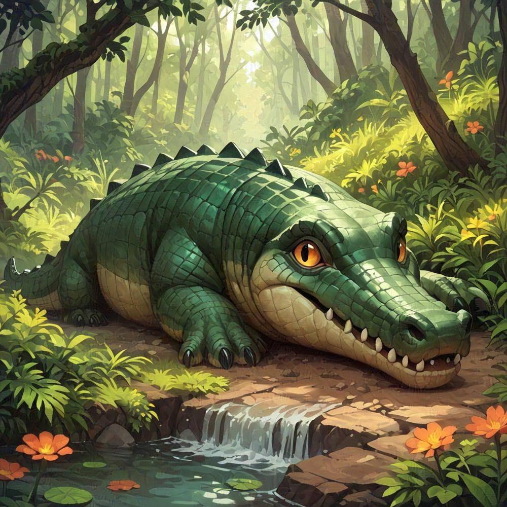 wild crocodile calm tail waiting zoo
