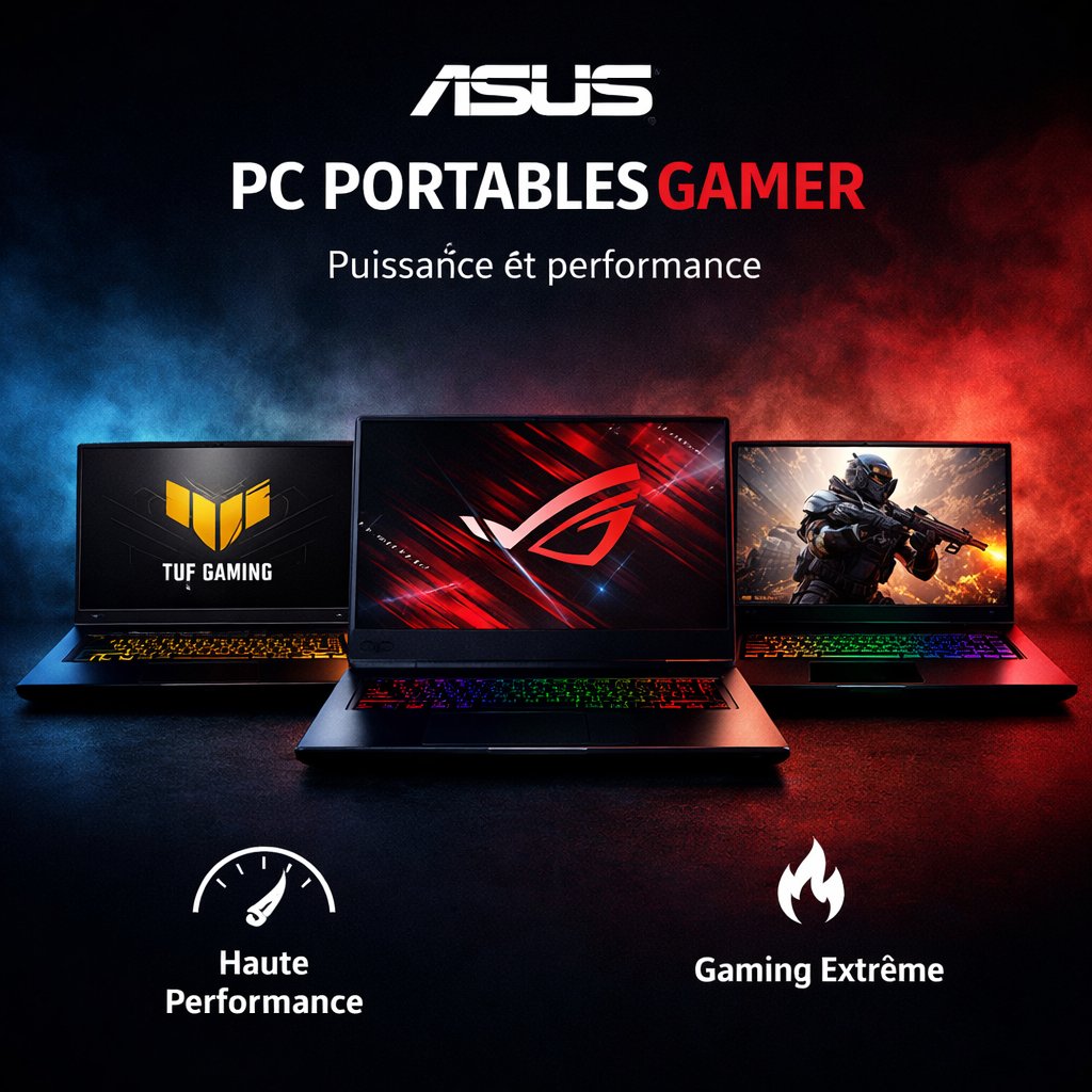 PC portable gamer ASUS haute performance avec éclairage RGB et design gaming pour expérience de jeu extrême
