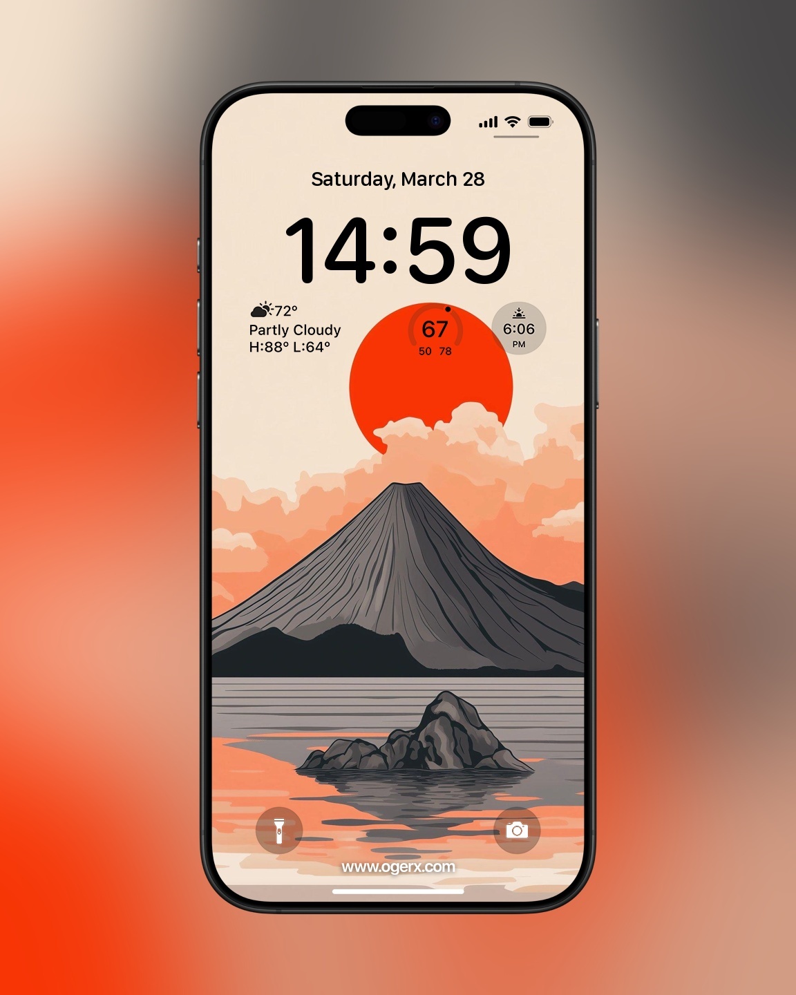 iPhone previewing the new wallpaper background.