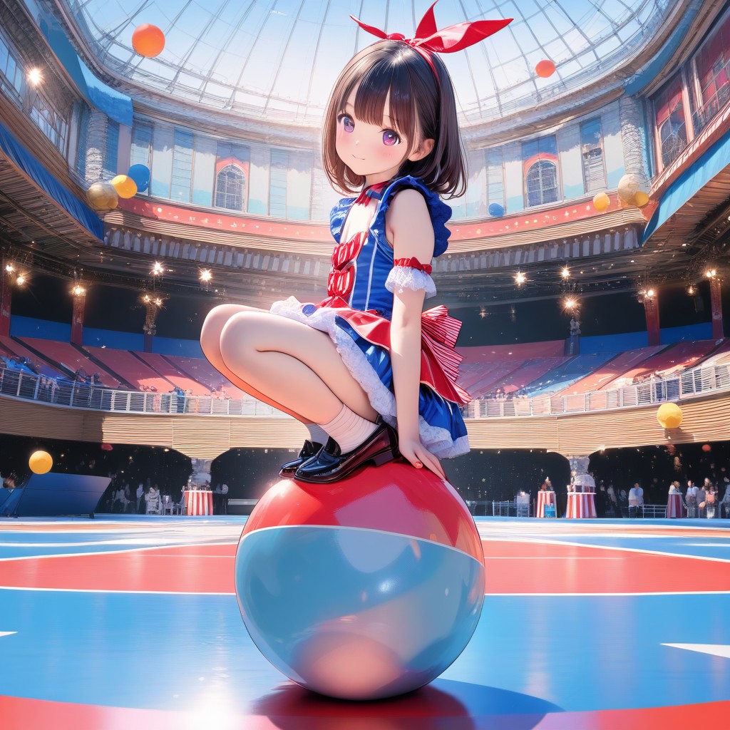 玉乗り修行中の女の子