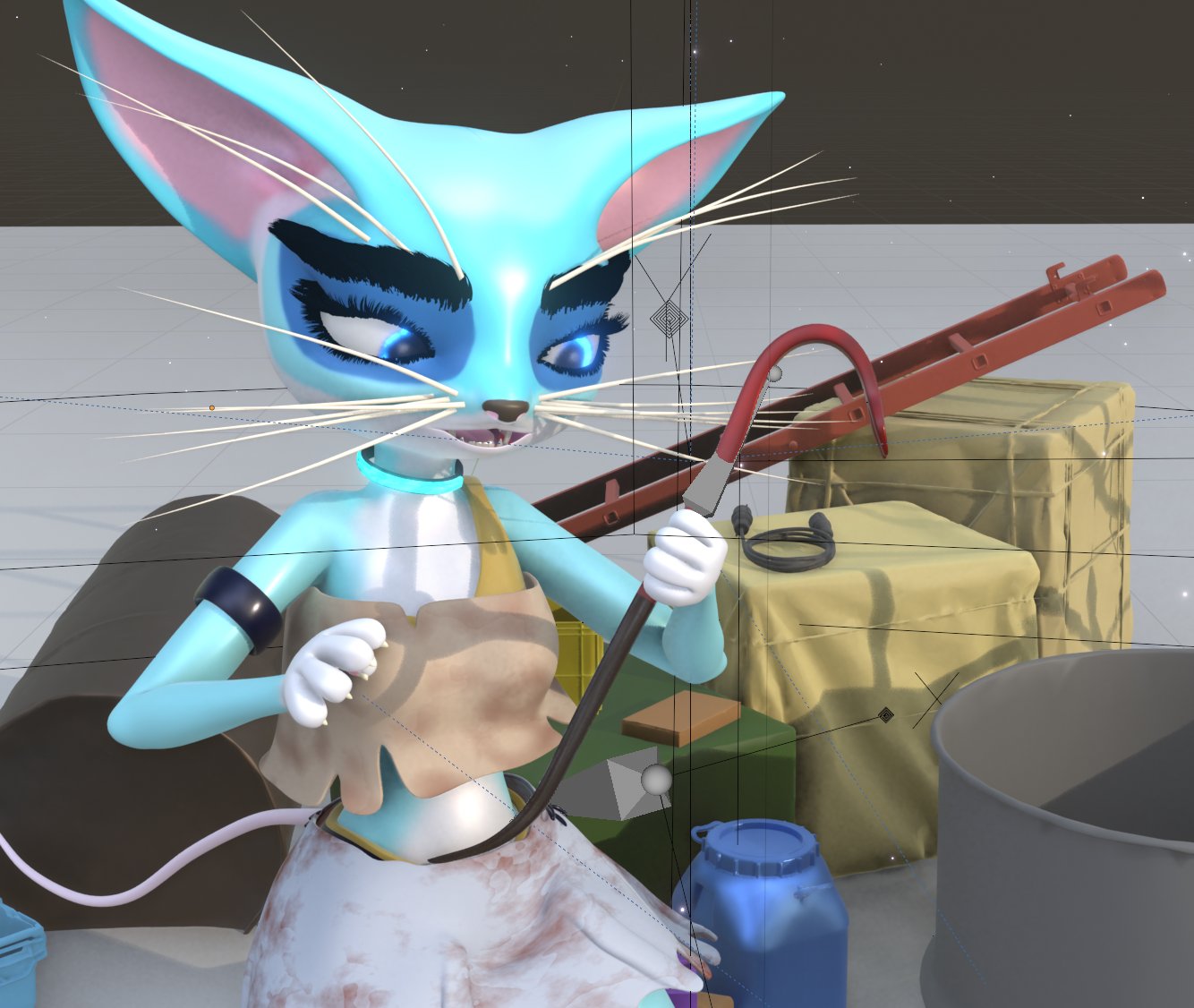 #art #animation #3Danimation work in progress of indie animation
un-fur version, blender version of fluffy anthro cat have a crush on you while holding a crowbar.
#blender #b3d