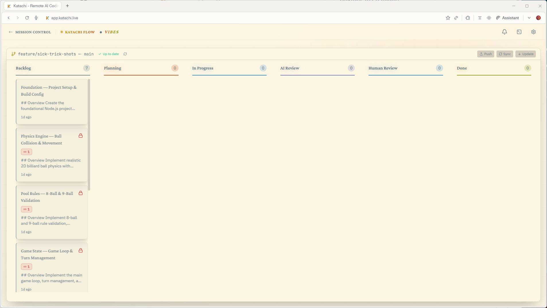 Katachi Kanban board in Solarized Light theme