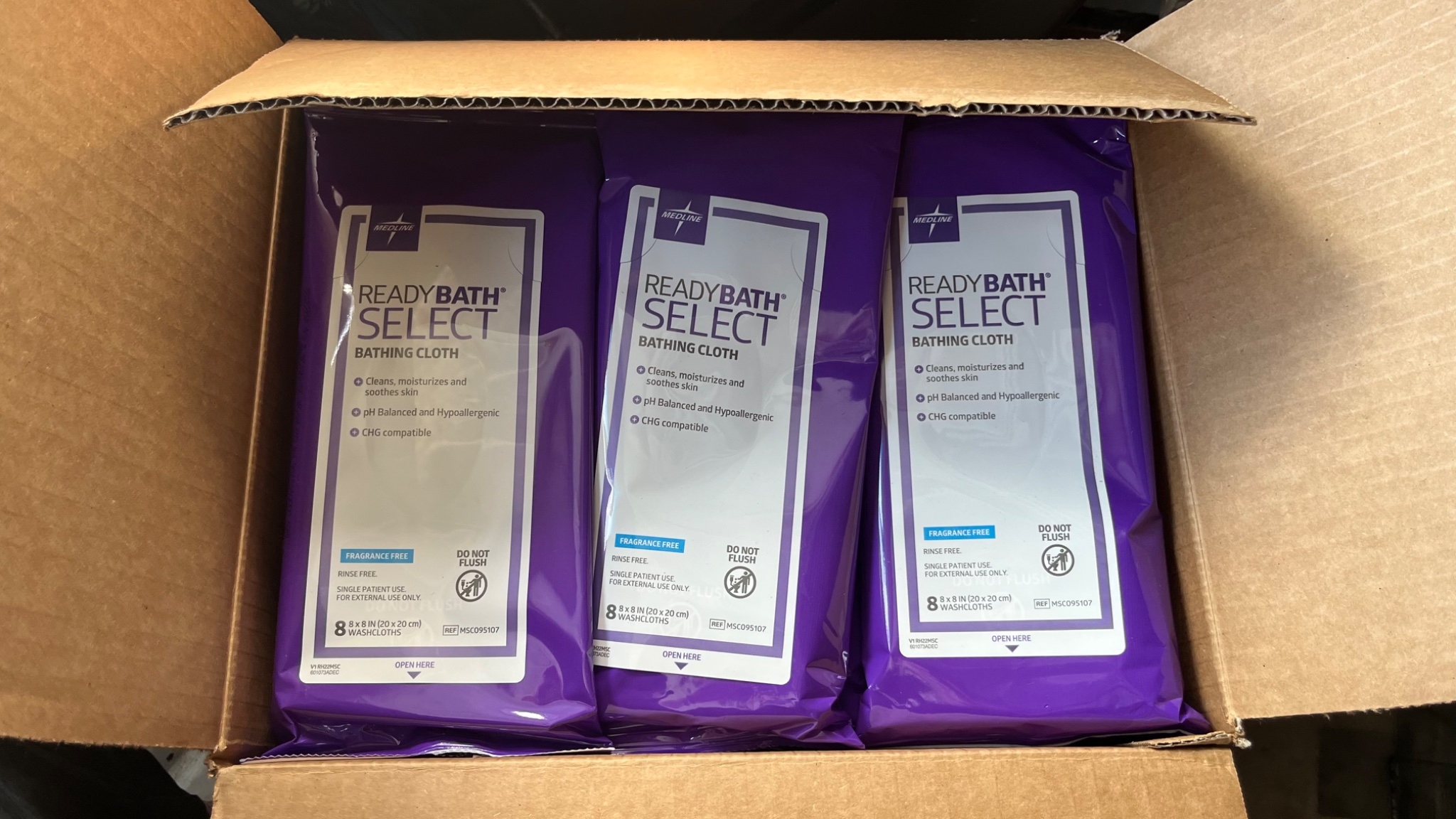 Case of medline bathing wipes. 